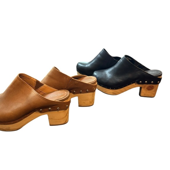 Chelsea & Violet Black and Brown Leather Mules - Picture 1 of 4